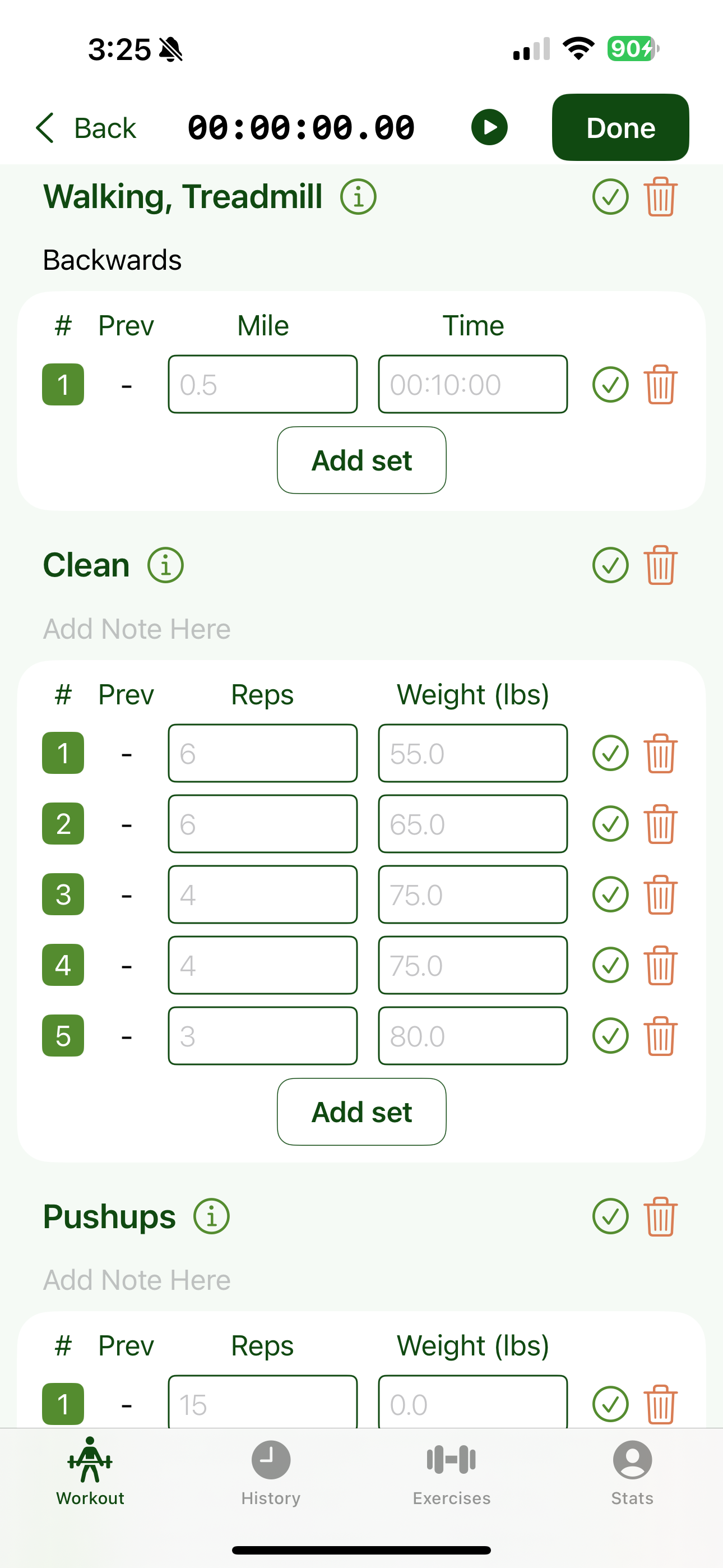 Active Workout Tracking