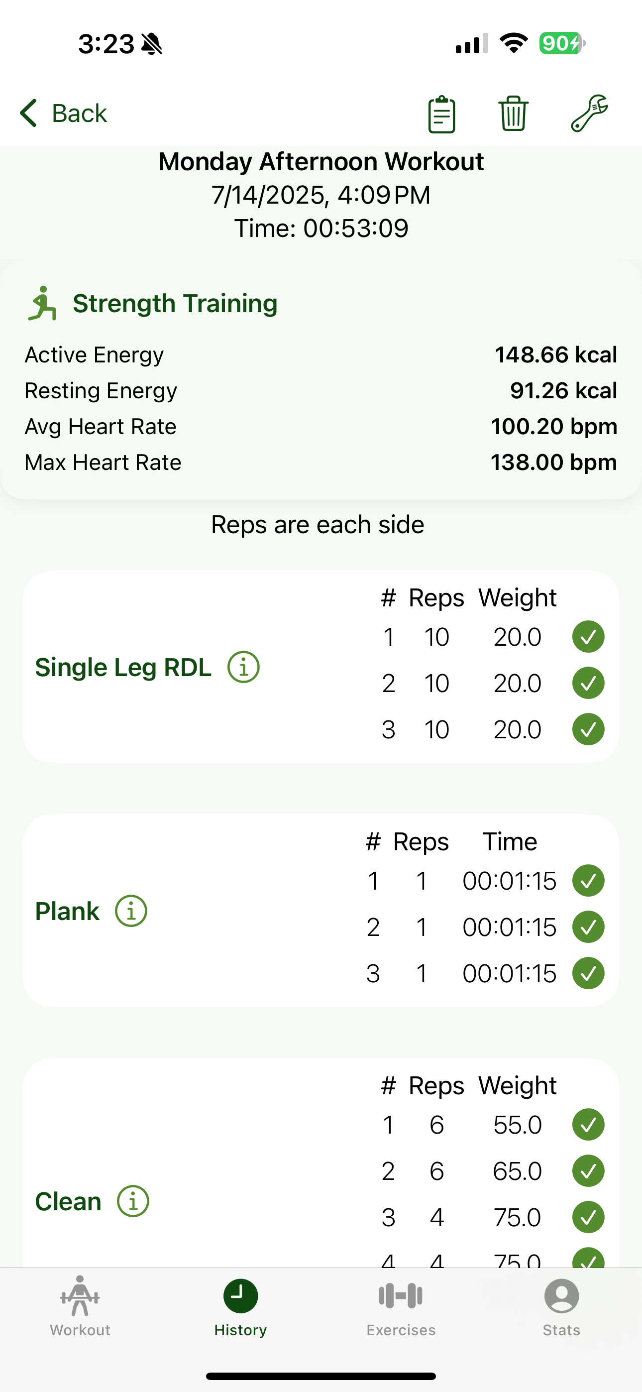 Workout Summary