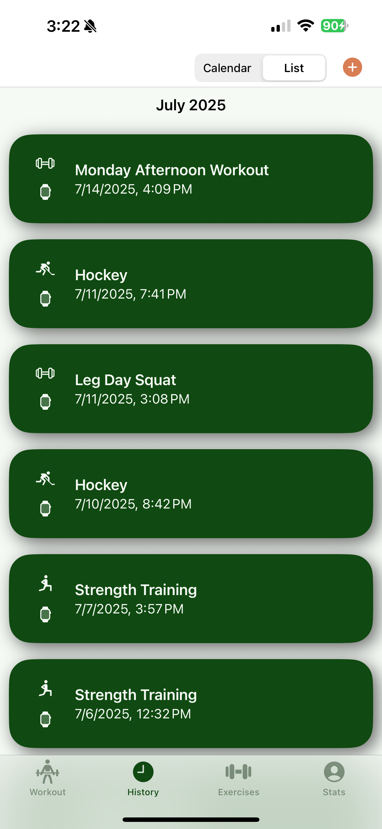 RepRecord Workout History